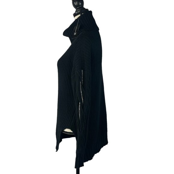 INC International Concepts Small Sweater Cowl Neck Rhinestones Long Sleeve Black - Picture 4 of 9